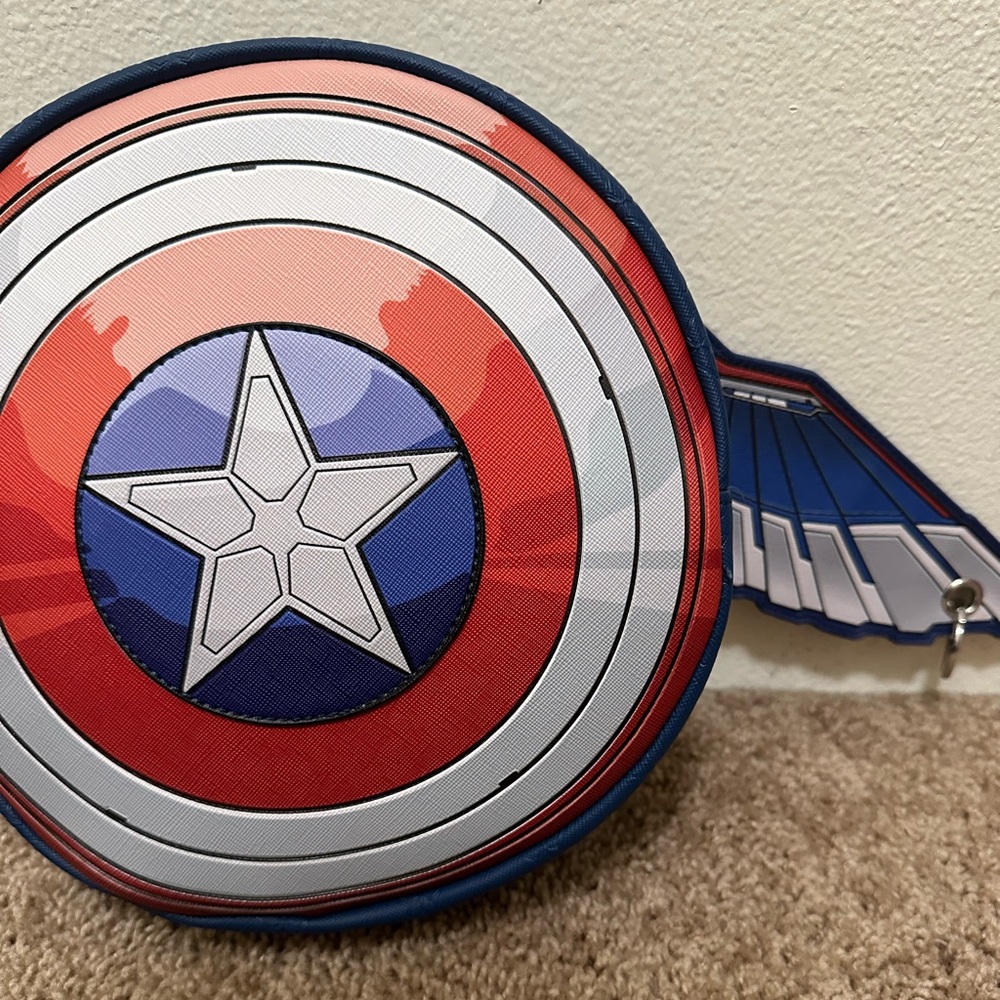 Captain America Shield Winged Crossbody Bag - Blue, Red, White - Picture 3 of 3